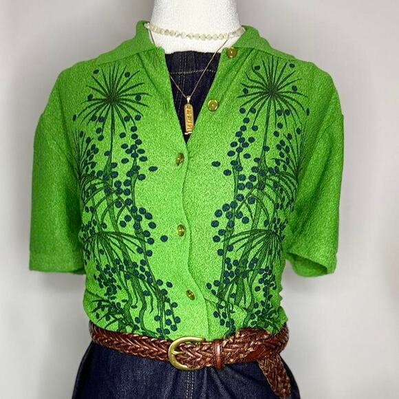 SOLD Vintage 1960s Wool Terry Cloth Blouse - Size Small - Handmade - Picture 2 of 6